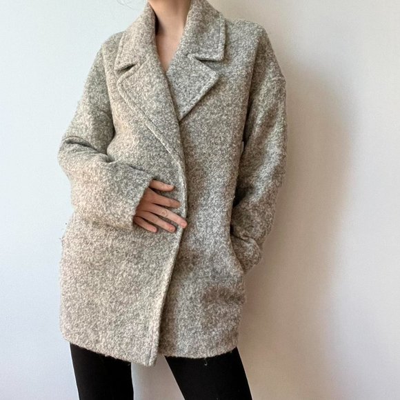 Forever 21 Gray Wool Blend Boucle Cocoon Car Coat Size M - Picture 2 of 8